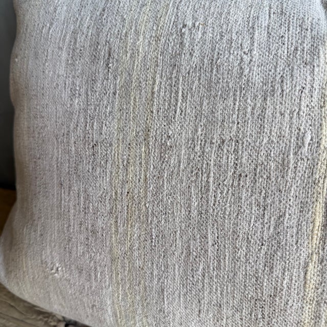 Textile Vintage Turkish Hemp Rug Pillow 18" X 28" With Down Insert For Sale - Image 7 of 9