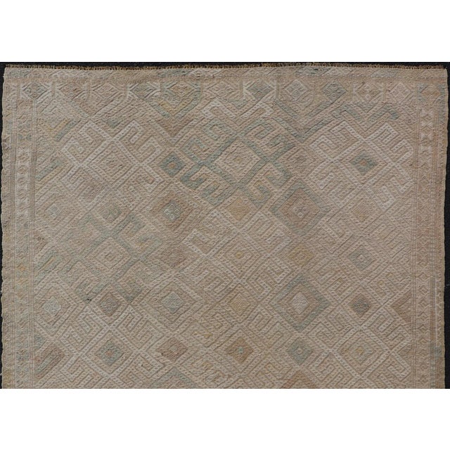 Textile Mid 20th Century Vintage Turkish Embroidered Kilim With All-Over Geometric Diamond Design For Sale - Image 7 of 11