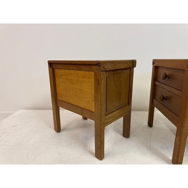Brutalist Bedside Tables in Oak, 1970s, Set of 2 For Sale - Image 16 of 18