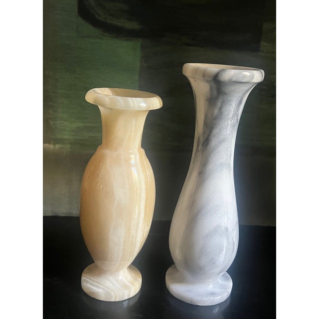 1980s Vintage Onyx Stone Vases- Set of 2 For Sale - Image 5 of 7