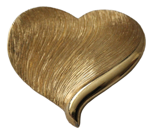Gold Heart Brooch Pin, 1990s