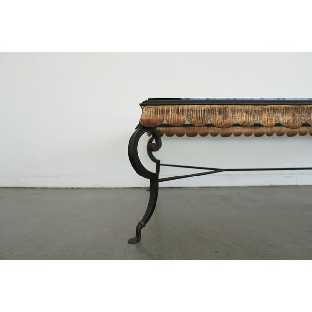 Black Vintage Minton-Spidell Scalloped Gilt & Iron Coffee Table For Sale - Image 8 of 12