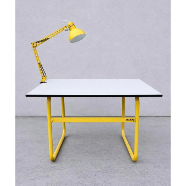 Italian Neolt Yellow Drafting Table With Matching Architect Table Lamp – Mid-Century Modern Studio Pair For Sale In Salt Lake City - Image 6 of 9