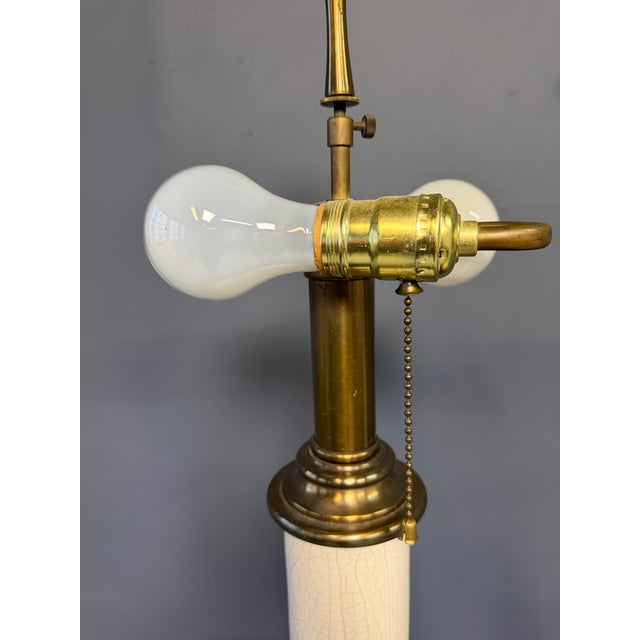 Ceramic 1950s Pair of Italian Crackle-Glazed Ceramic Table Lamps With Rosettes, Mid-Century For Sale - Image 7 of 9