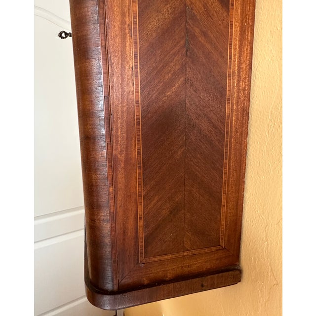Brown Antique German Inlaid French Style Box Wall Clock 8 Day With Westminster Chime For Sale - Image 8 of 11