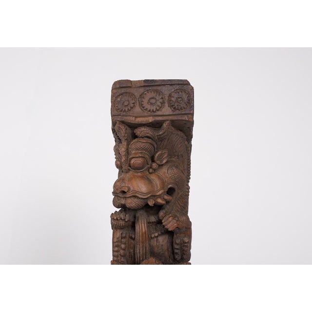 Carved Wooden Consoles from VyalisTamil Nadu, , India, Set of 2 For Sale - Image 5 of 8