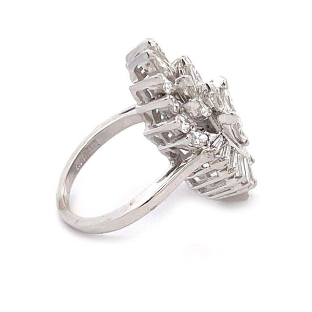 4919 Estate 2.75ct Diamond 14k White Gold Cascade Cocktail Ring Size 5.25 For Sale - Image 4 of 6