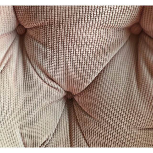 Mid-Century Modern 1960s Drexel Traditional Classics Tufted Pink Corduroy Swivel Rocker Accent Chair For Sale - Image 3 of 8