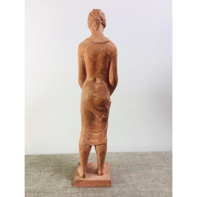 1960s Modern Terracotta Female Figurine with Flowers from László Deák, 1960s For Sale - Image 5 of 10