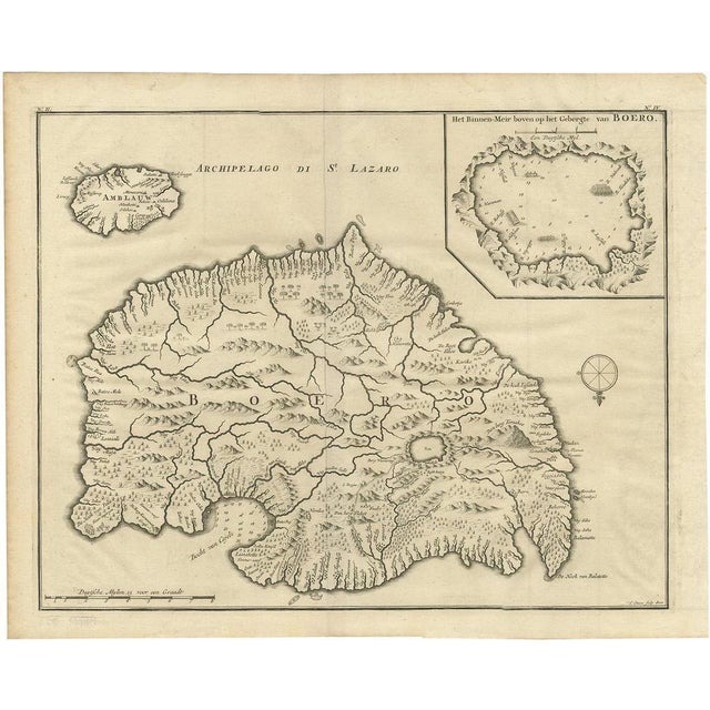 Early 18th Century Antique Map of Boero in Indonesia by Valentijn, 1726 For Sale - Image 5 of 5