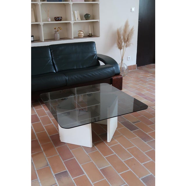 Ikea Smoked Glass and Lacquered Wood Coffee Table Model S17 from Ikea Sweden, 1970s For Sale - Image 4 of 10