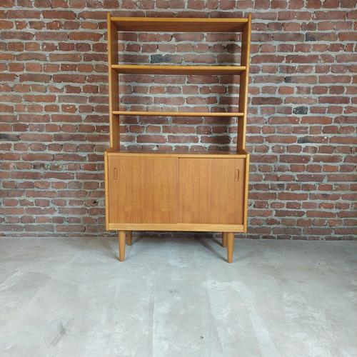 Oak Bookcase with Sliding Doors – Denmark (1960s)