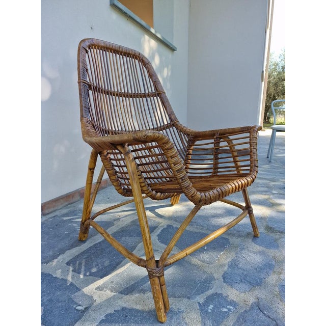 Wicker Jungle Armchair attributed to George Coslins for Gervasoni, 1950s For Sale - Image 6 of 14