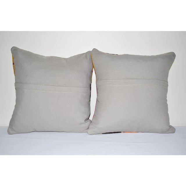 Striped Turkish Kilim Pillow Cover - a Pair For Sale - Image 4 of 4