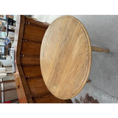 Round Solid Oak Table with Two Extensions For Sale - Image 4 of 12