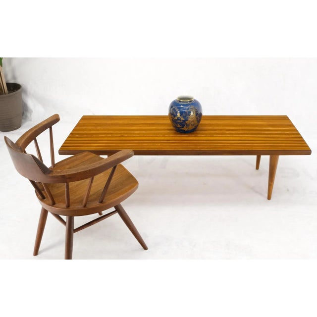 Mid 20th Century Solid Teak & Walnut Block Swedish Coffee Table on Tapered Dowel Legs For Sale - Image 5 of 13