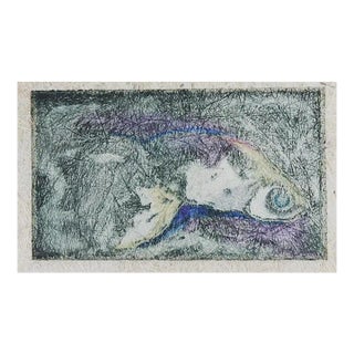 Contemporary Abstract Mono Print on Fiber of Fish For Sale
