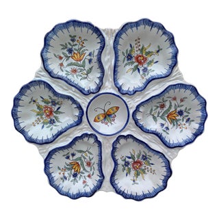 19th Century Faience Butterfly Oyster Desvres Plate Fourmaintraux For Sale