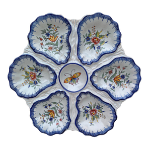 19th Century Faience Butterfly Oyster Desvres Plate Fourmaintraux