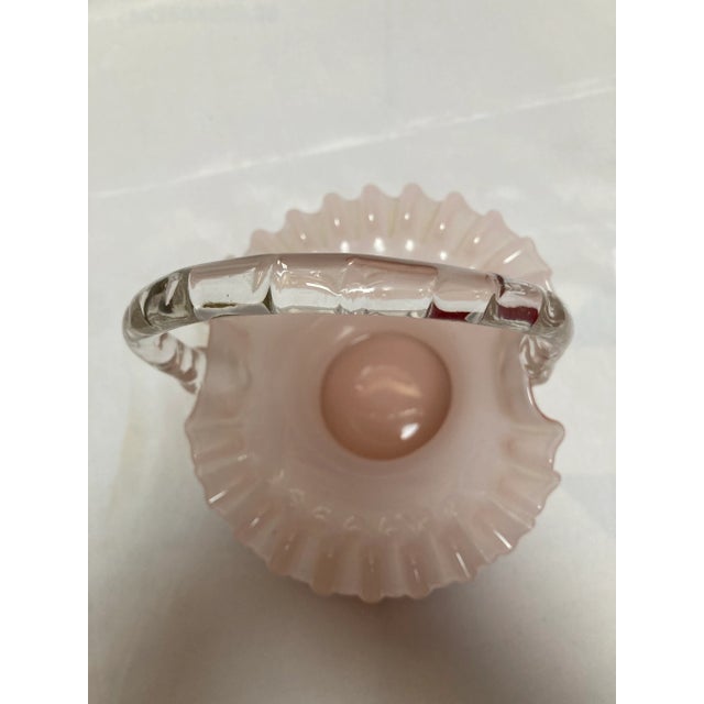 Early 20th Century Early 20th Century Vintage Fenton Rose Pink Glass Basket For Sale - Image 5 of 6