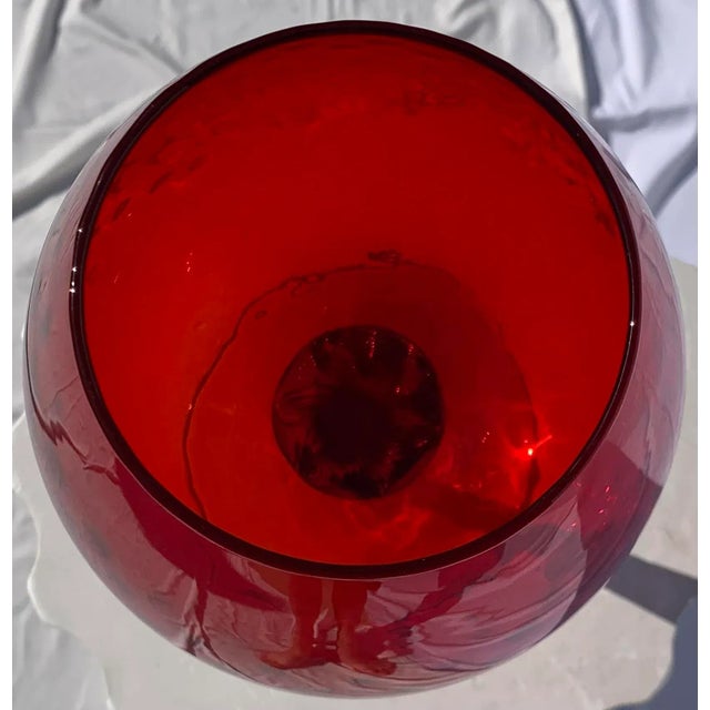 Mid 20th Century Mid 20th Century Oversized Red Glass Wine Glass For Sale - Image 5 of 5