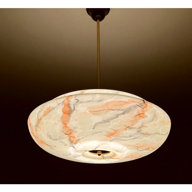 Gold Art Deco Pendant Light in Marble Glass, 1930s For Sale - Image 8 of 18