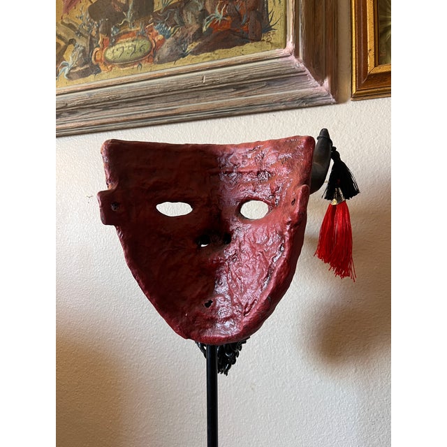 Rare Vintage Decorative Hand Carved & Painted Sculptural Display Mask Representing a Devil For Sale - Image 12 of 13