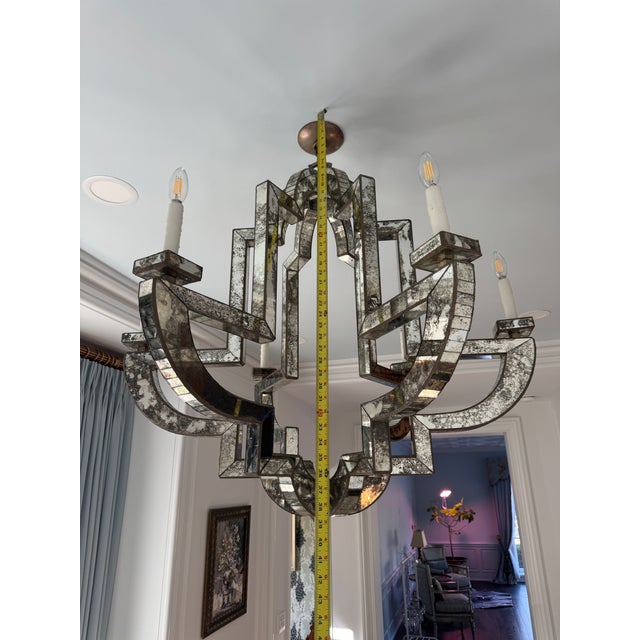 Niermann Weeks Lido Antiqued Mirror Chandelier – 6 Light – 38” Diameter For Sale - Image 18 of 18