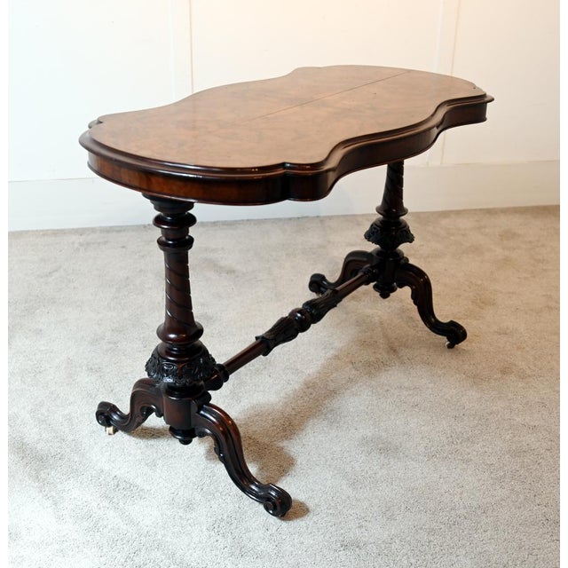 Victorian Walnut Stretcher Centre Table, 1860s For Sale - Image 5 of 12