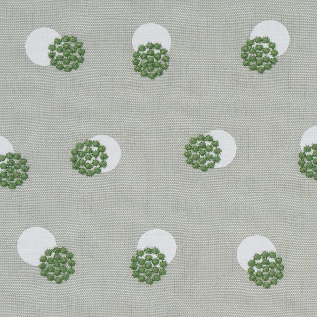 Sample - Schumacher Taylor Embroidery Fabric in Green For Sale
