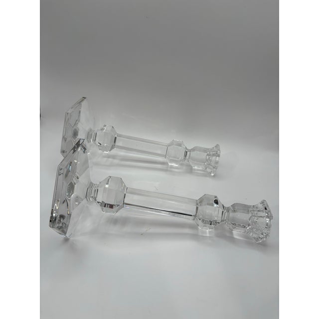 Late 20th Century Val Saint Lambert Crystal Candlesticks- a Pair For Sale - Image 9 of 10