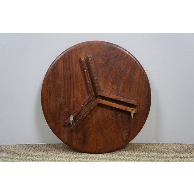 Brown Vintage Anglo Indian Carved Folding Pedestal Table Plant Stand 16" For Sale - Image 8 of 14
