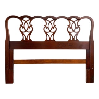 Vintage Queen Mahogany Finish Wooden Headboard For Sale