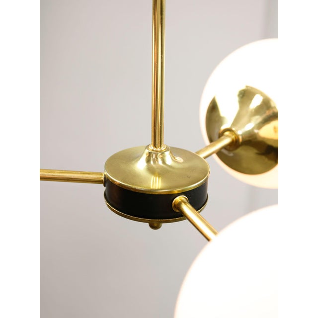 Mid-Century Modern Italian Pendant Light in Brass and Opaline Glass, 1960s For Sale - Image 14 of 17