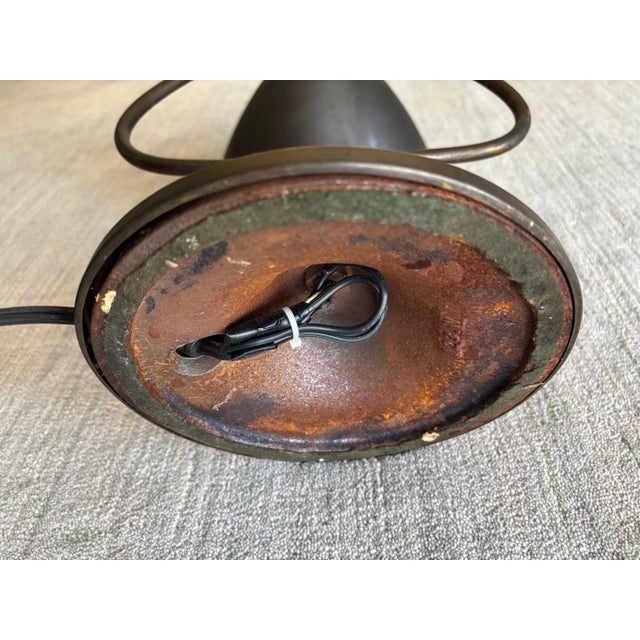 Metal Antique Bradley and Hubbard Style Art Nouveau Brass Desk Lamp Harp Bell Handel Era For Sale - Image 7 of 11