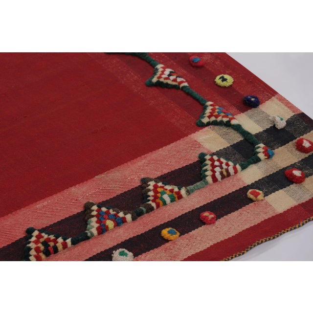 Tribal Vintage Persian Kilim, Rich Red Open Field With Playful Borders - Rug & Kilim For Sale - Image 3 of 8