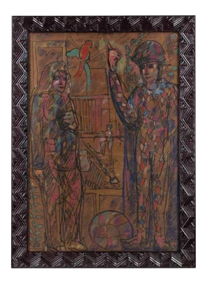 Sirio Pellegrini, Harlequin, Mixed Media on Cardboard, 1960s