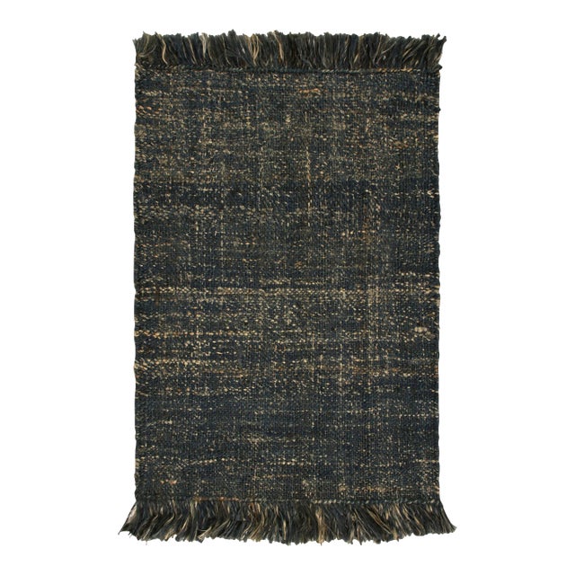 Rug & Kilim Textured Blue and Beige Hemp Rug, 9' x 9' For Sale