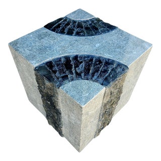 Vintage Maitland-Smith Tessellated Marble Brutalist Style Pedestal For Sale