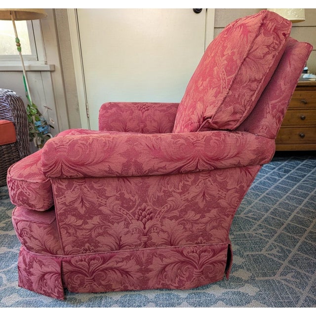 Traditional Late 20th Century Jessica Charles Swivel Rocker Armchair Club Chair - Damask For Sale - Image 3 of 13