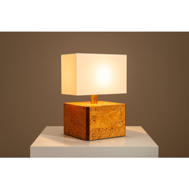 Table Lamp in Walnut Burl and Brass by Gabriella Crespi, Italy, 1970s For Sale - Image 9 of 15