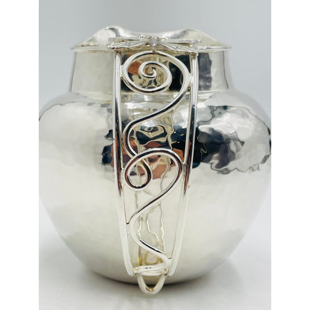 1980s Whimsical Emilia Castillo Water Pitcher in Hammered Silver Finish, Mexico Silver For Sale - Image 11 of 18