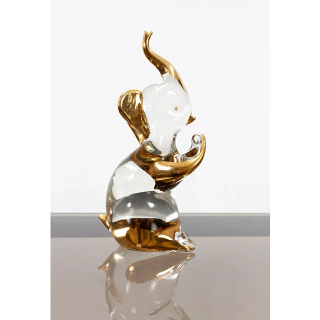 Hollywood Regency Crystal Glass Elephants from Murano, 1950s, Set of 2 For Sale - Image 3 of 11