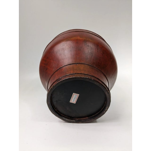 20th Century Chinese Large Red Lacquer Wooden Container With a Lotus Leaf Lid For Sale In San Francisco - Image 6 of 7
