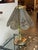 Design Plus Gallery presents the Vintage Floral Etched Glass Table Lamp by Marco Polo. The lamp has a brass-tone metal...