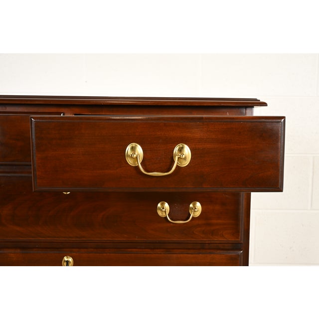 Late 20th Century Harden Furniture Georgian Solid Cherry Wood Highboy Dresser For Sale - Image 5 of 11