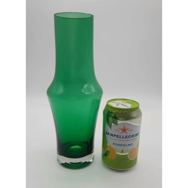 Green 1960s Riihimäen Lasi Oy Green Glass Stem Vase by Tamara Aladin For Sale - Image 8 of 11