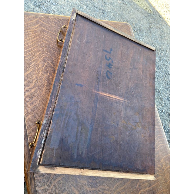 Antique Oak Arts and Crafts Mission Library Table Wirh Twisted Legs Needs Restoration For Sale - Image 15 of 18