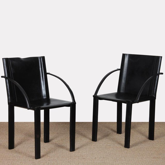 Black Armchairs by Carlo Bartoli for Matteo Grassi, 1980, Set of 2 For Sale - Image 8 of 8