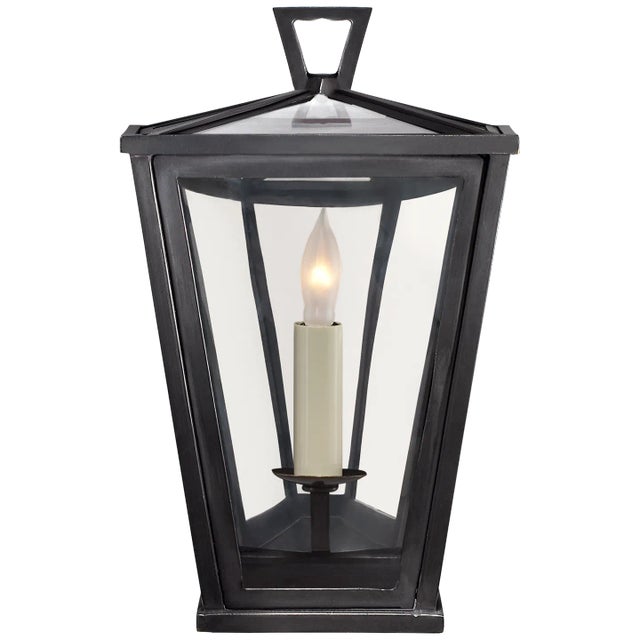 Chapman & Myers for Visual Comfort Signature Darlana Mini 3/4 Wall Lantern in Bronze with Clear Glass For Sale